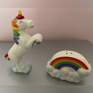 Colorful Unicorn and Rainbow Salt and Pepper Shakers